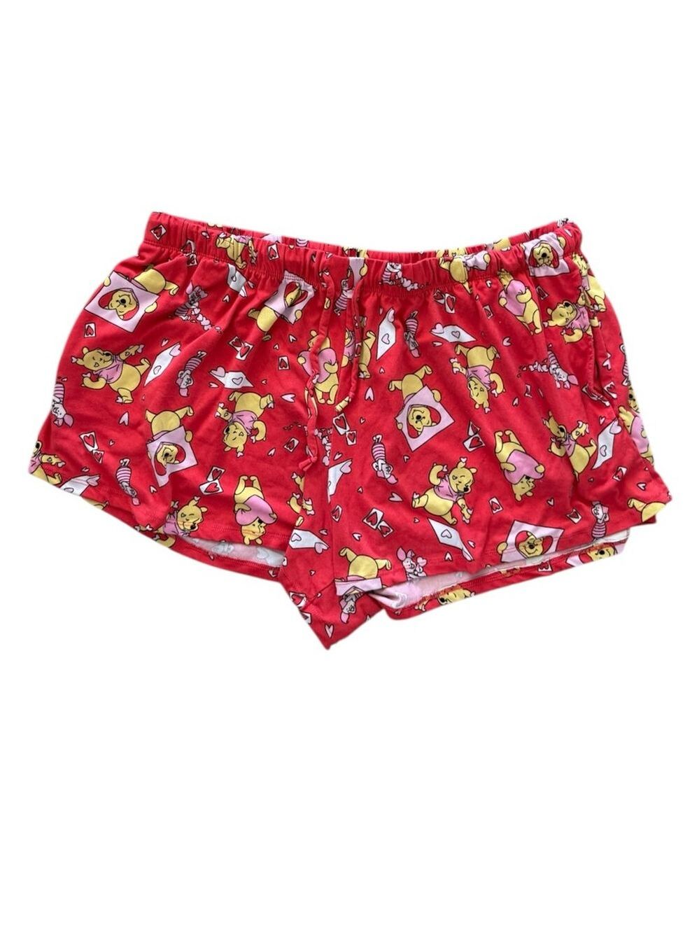 Disney Winnie the Pooh Red Valentine Pajama Short Set Extra Large - Picture 3 of 8